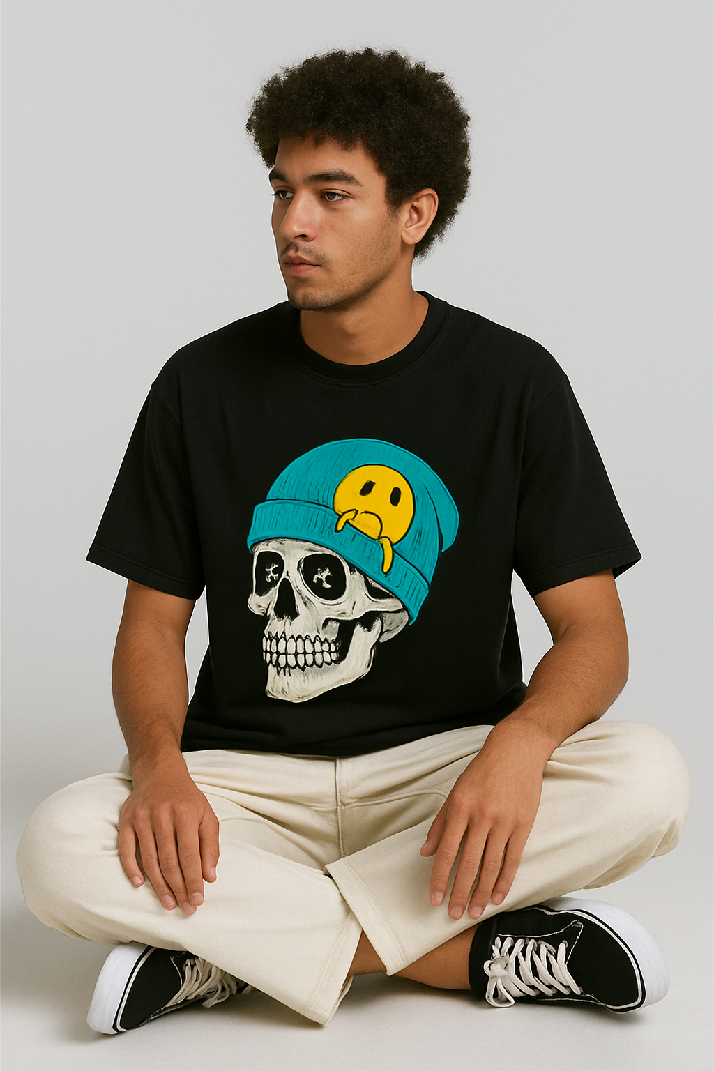 Black oversized skull print